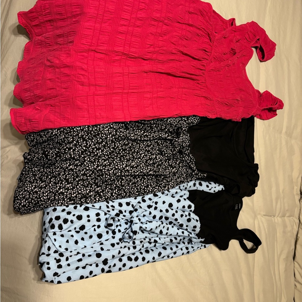 2 dresses and one pants romper from SHEIN. Never worn. All size large.